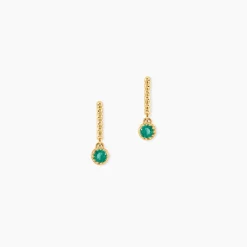 Boucles D'Oreilles Pendantes Emaria Or Jaune Emeraude
