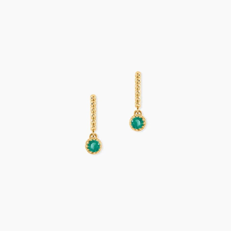Boucles D'Oreilles Pendantes Emaria Or Jaune Emeraude