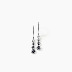 Boucles D'oreilles Pendantes Josephine Or Blanc Saphir Et Diamant