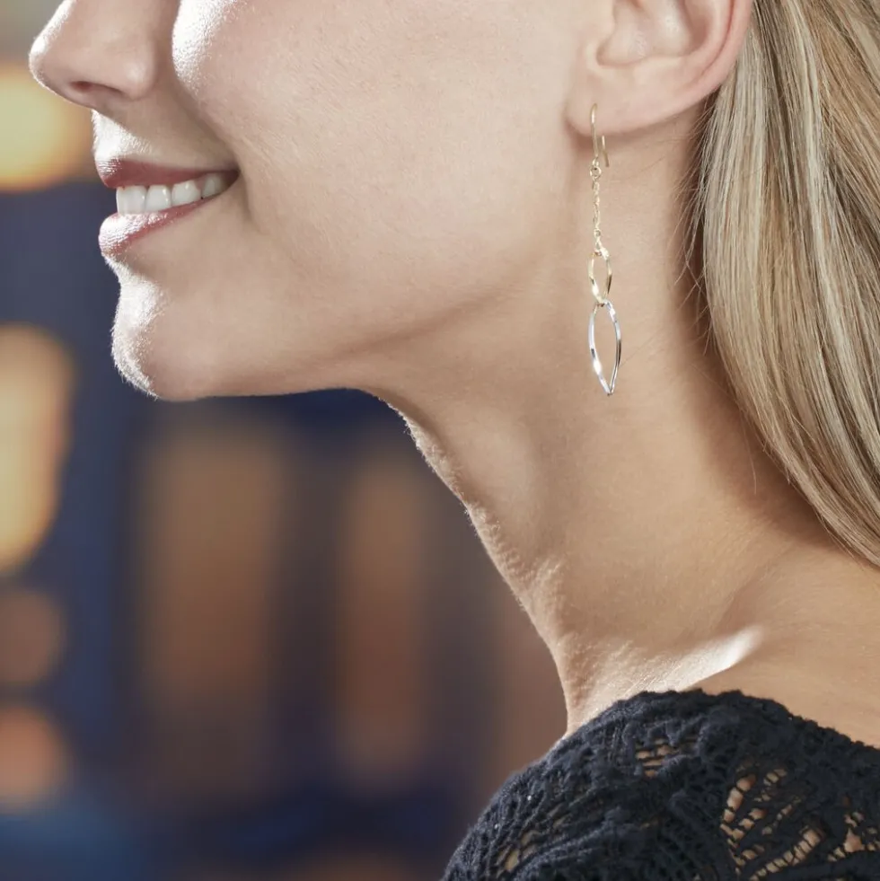 Boucles D'oreilles Pendantes Benedicte Or Bicolore