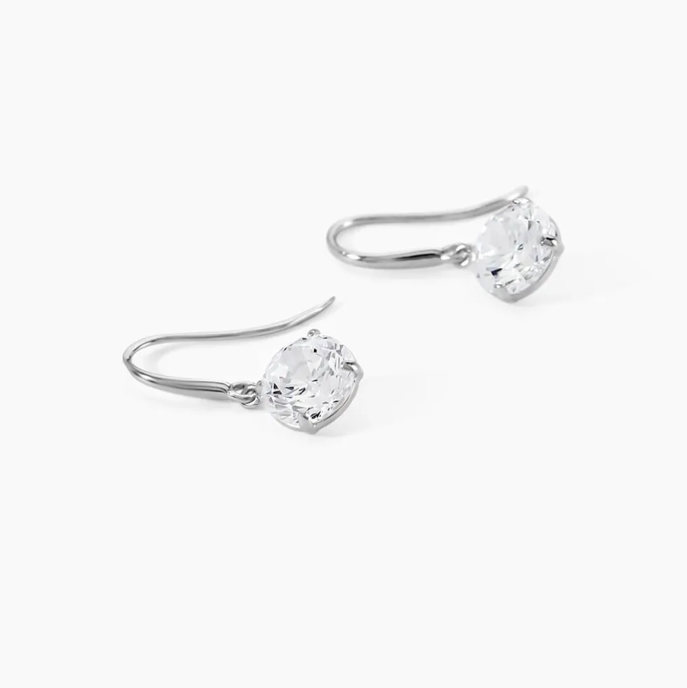 Boucles D'oreilles Pendantes Or Blanc Aedhan Oxydes