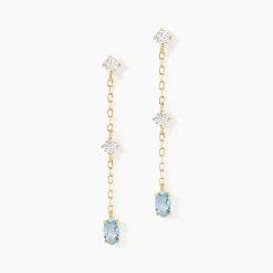Boucles D'Oreilles Pendantes Thurayya Or Jaune Topaze Oxyde De Zirconium