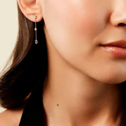 Boucles D'Oreilles Pendantes Thurayya Or Jaune Topaze Oxyde De Zirconium