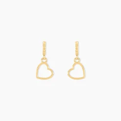 Boucles D'oreilles Pendantes Feryal Pendantes Coeurs Or Jaune