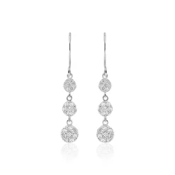 Boucles D'oreilles Pendantes Sandra Argent Blanc Oxyde De Zirconium