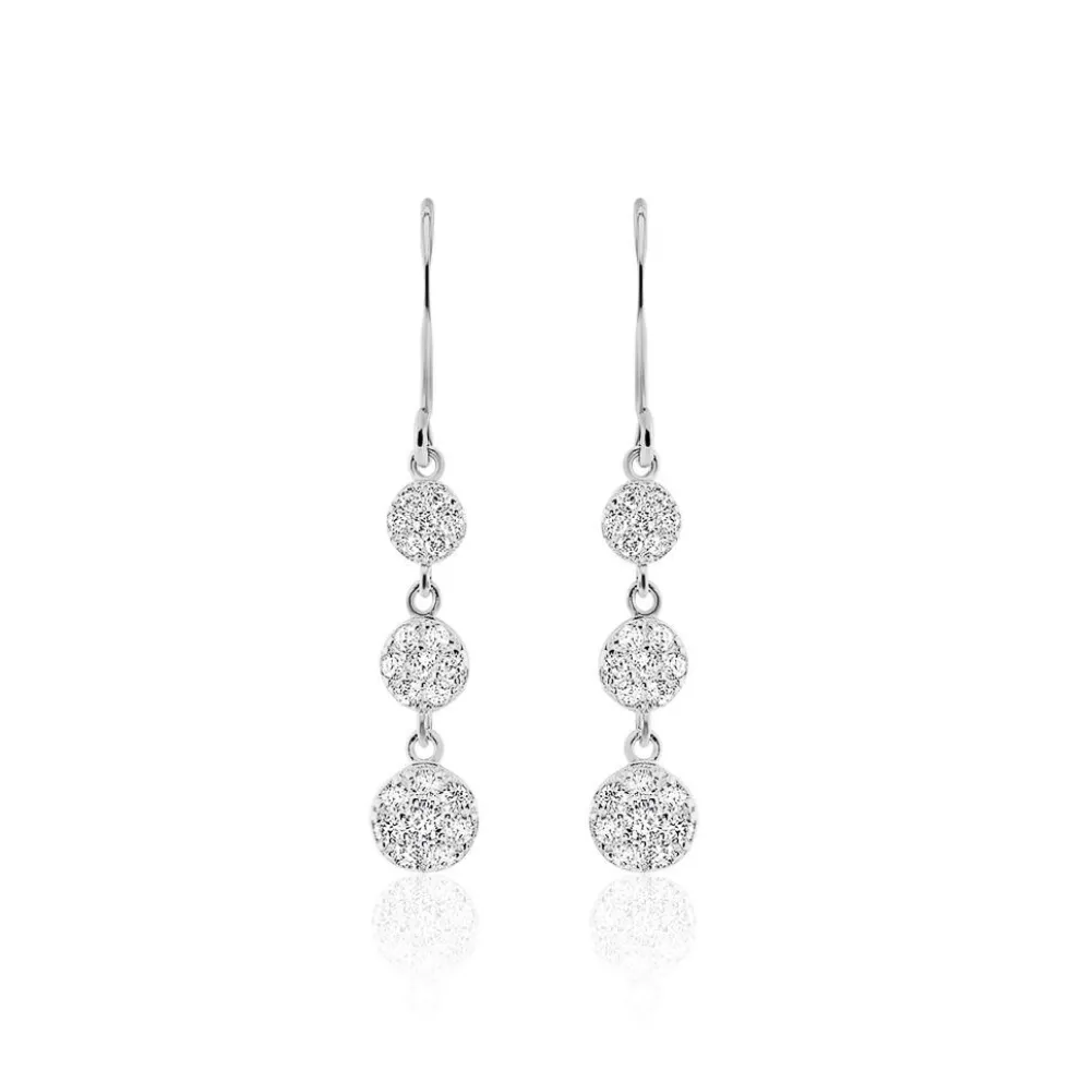 Boucles D'oreilles Pendantes Sandra Argent Blanc Oxyde De Zirconium