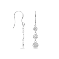 Boucles D'oreilles Pendantes Sandra Argent Blanc Oxyde De Zirconium