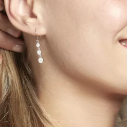 Boucles D'oreilles Pendantes Sandra Argent Blanc Oxyde De Zirconium