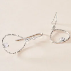 Boucles D'oreilles Pendantes Inez Argent Blanc Oxyde De Zirconium