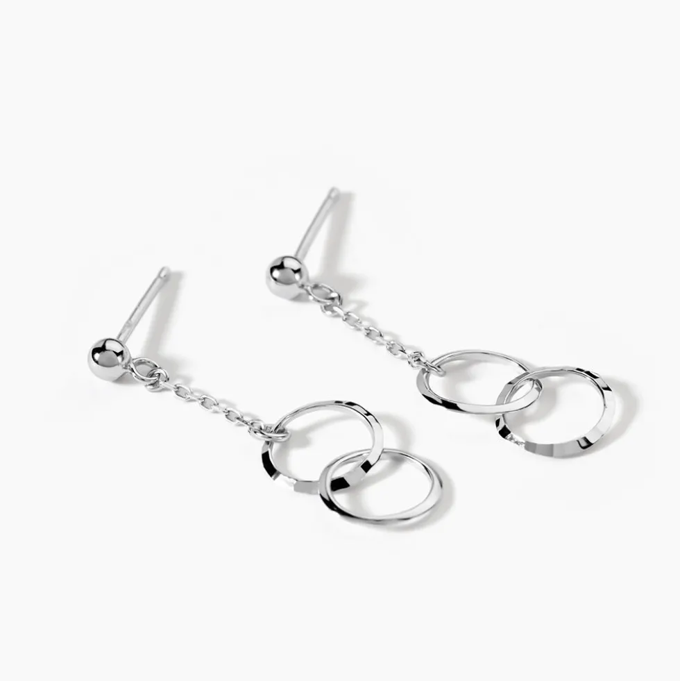 Boucles D'oreilles Pendantes Coline Argent Blanc