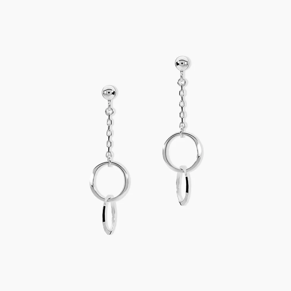 Boucles D'oreilles Pendantes Coline Argent Blanc