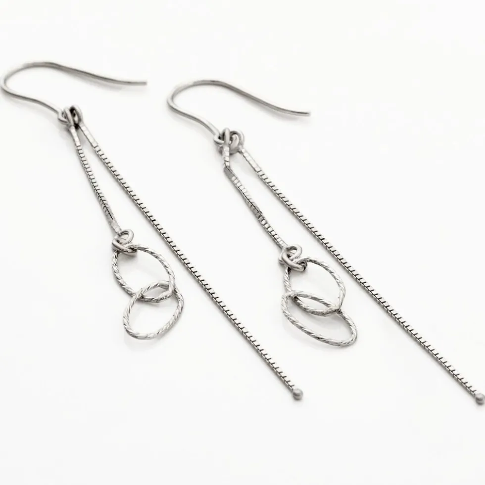Boucles D'oreilles Pendantes Sybille Argent Blanc