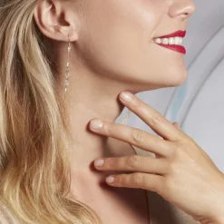 Boucles D'oreilles Pendantes Sybille Argent Blanc