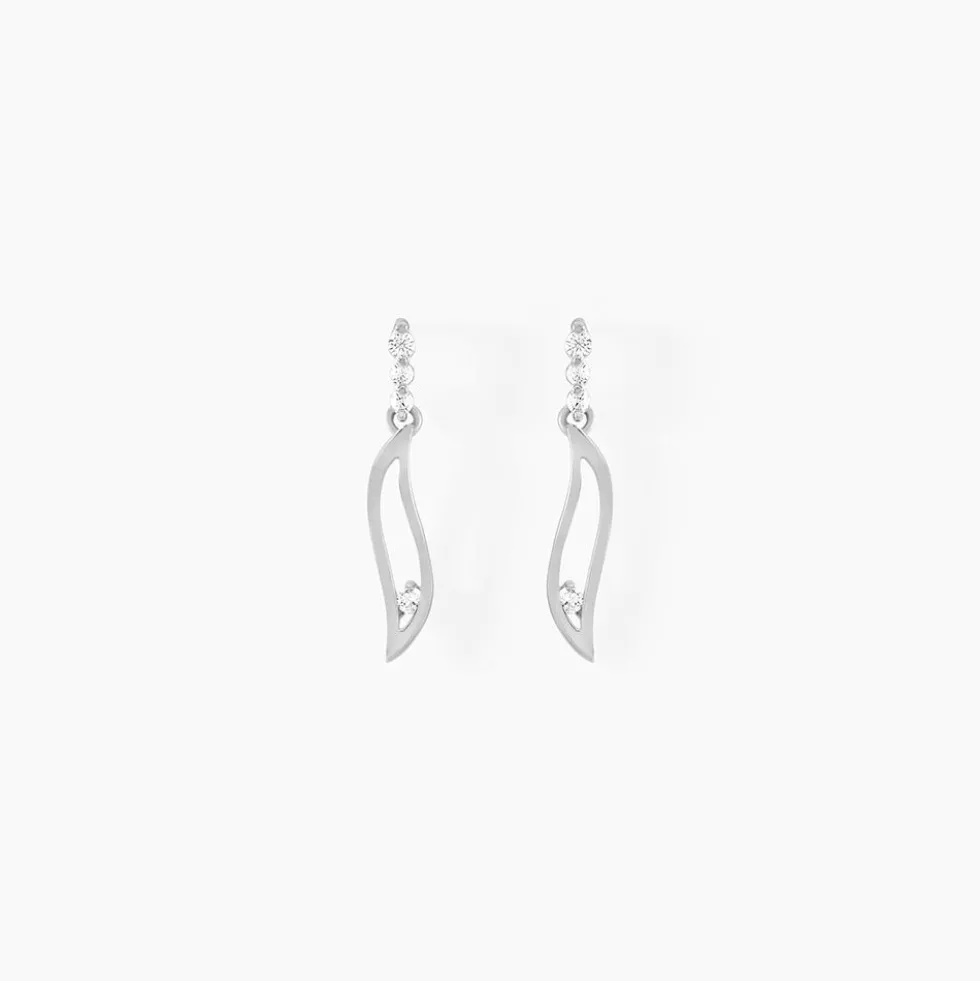 Boucles D'oreilles Pendantes Ysanna Or Blanc Oxyde De Zirconium