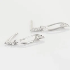 Boucles D'oreilles Pendantes Ysanna Or Blanc Oxyde De Zirconium