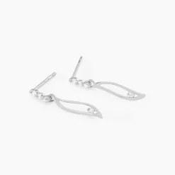 Boucles D'oreilles Pendantes Ysanna Or Blanc Oxyde De Zirconium