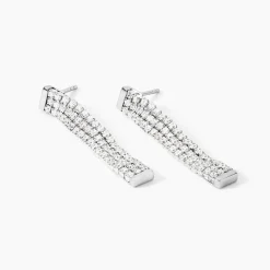 Boucles D'Oreilles Pendantes Serenna Argent Blanc Oxyde De Zirconium