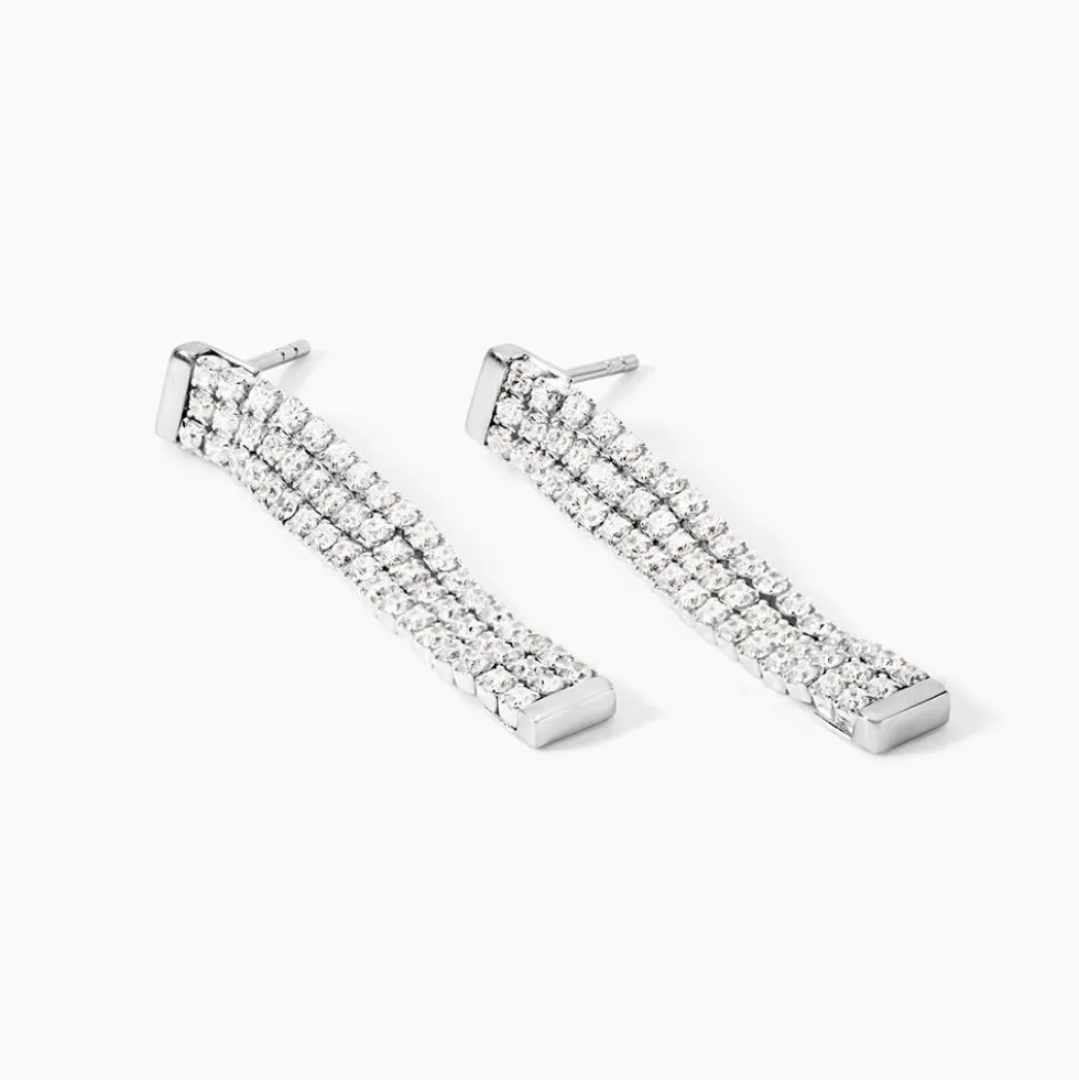 Boucles D'Oreilles Pendantes Serenna Argent Blanc Oxyde De Zirconium