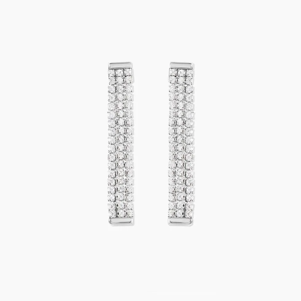 Boucles D'Oreilles Pendantes Serenna Argent Blanc Oxyde De Zirconium