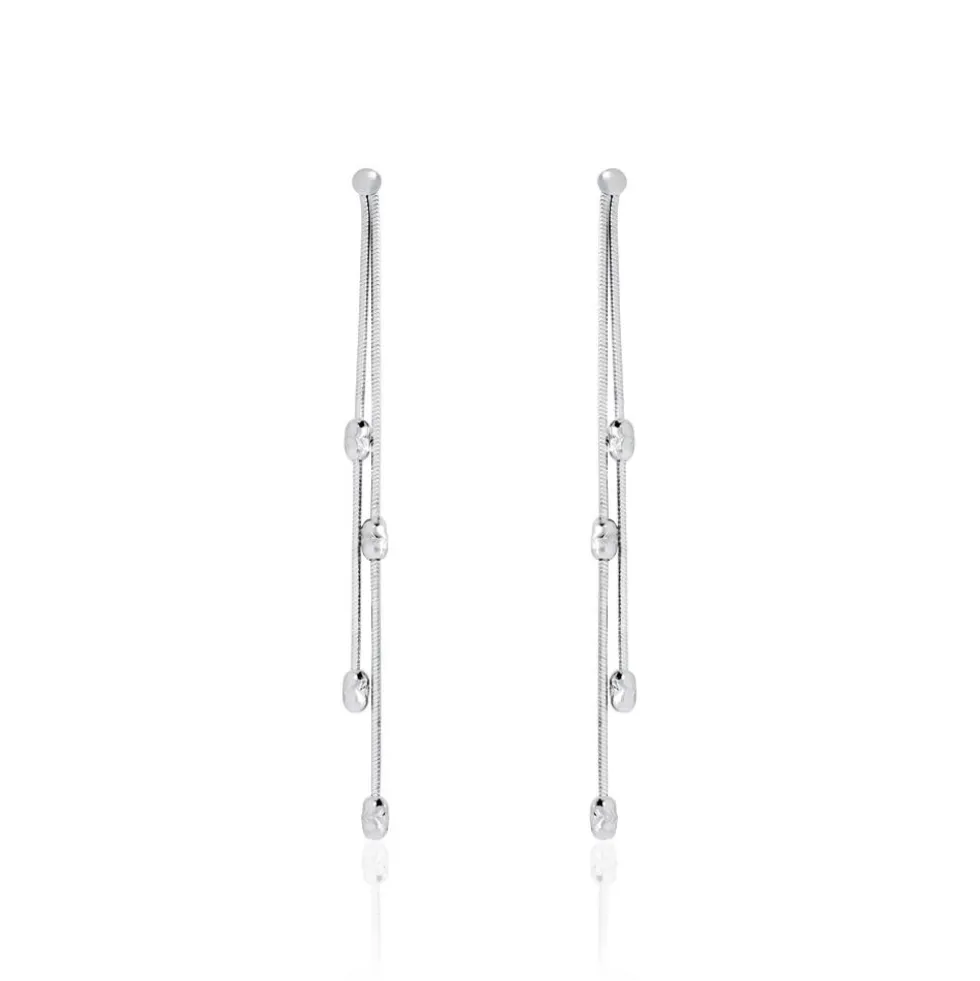Boucles D'oreilles Pendantes Linda Argent Blanc