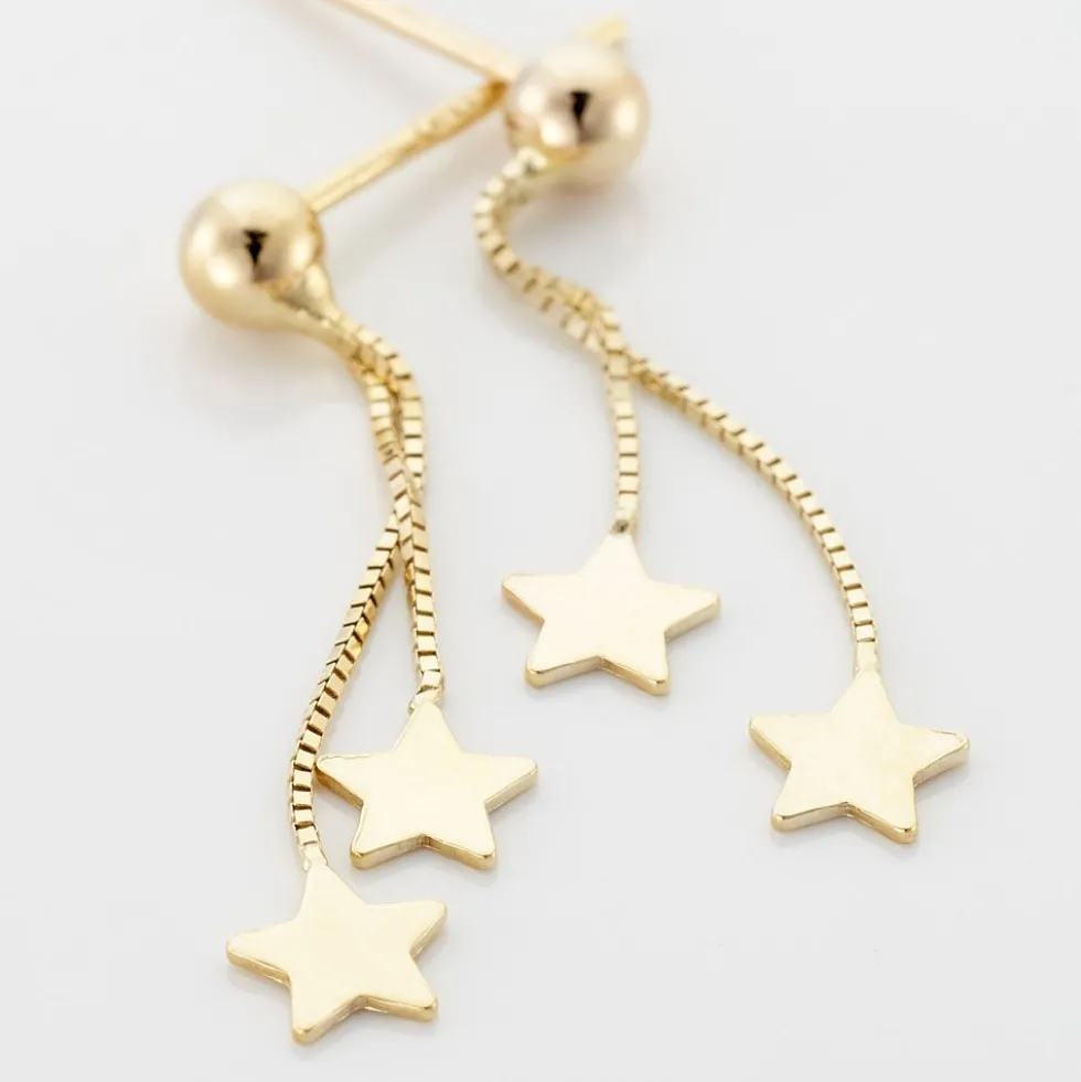 Boucles D'oreilles Pendantes Alphonsine Etoile Or Jaune