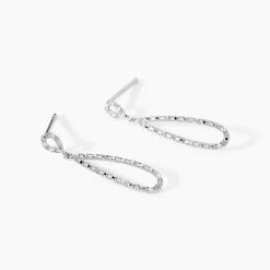 Boucles D'oreilles Pendantes Or Blanc Diamants