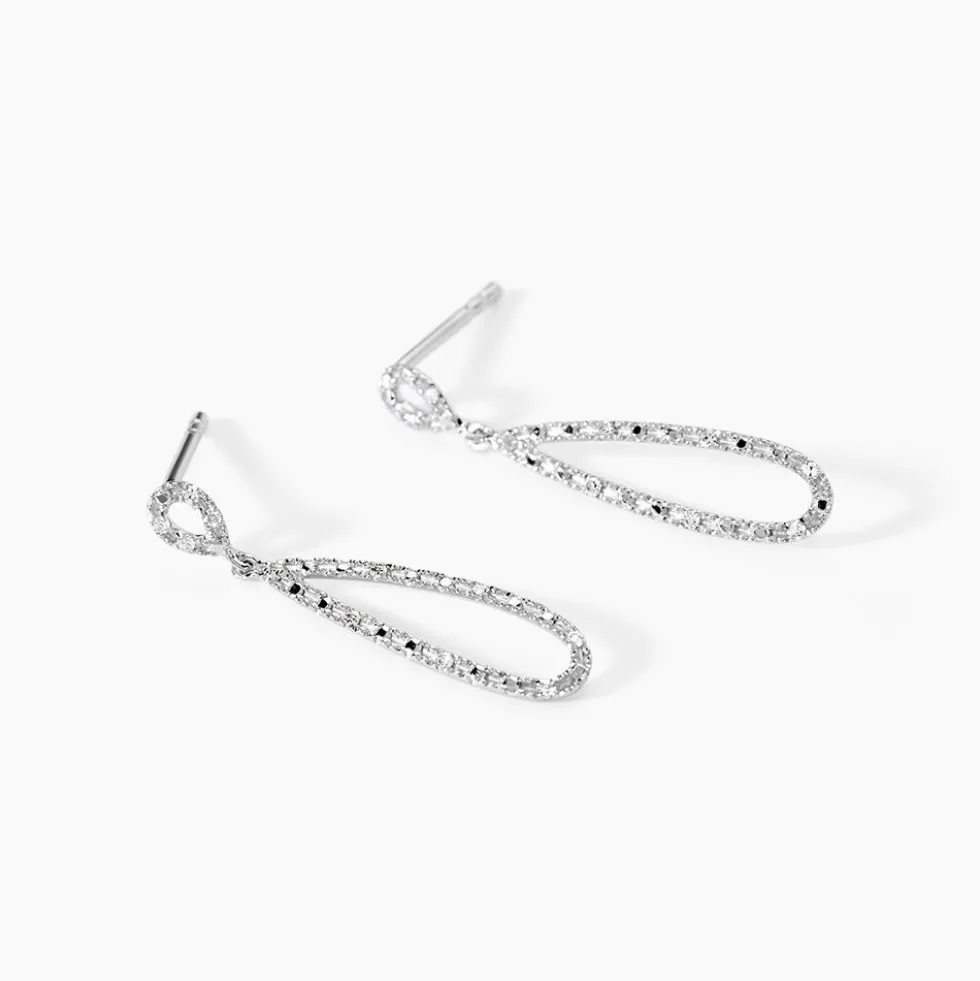 Boucles D'oreilles Pendantes Or Blanc Diamants
