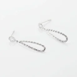 Boucles D'oreilles Pendantes Or Blanc Diamants