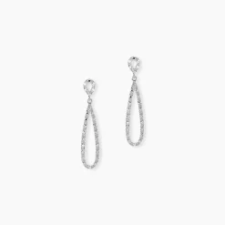 Boucles D'oreilles Pendantes Or Blanc Diamants
