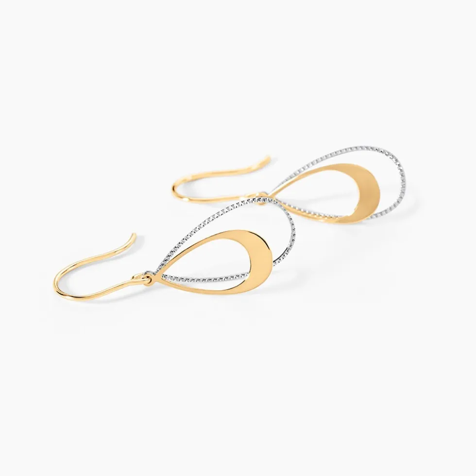Boucles D'oreilles Pendantes Anila Gouttes Or Bicolore