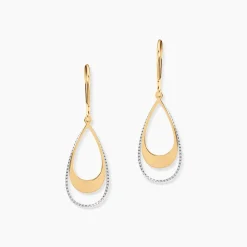Boucles D'oreilles Pendantes Anila Gouttes Or Bicolore