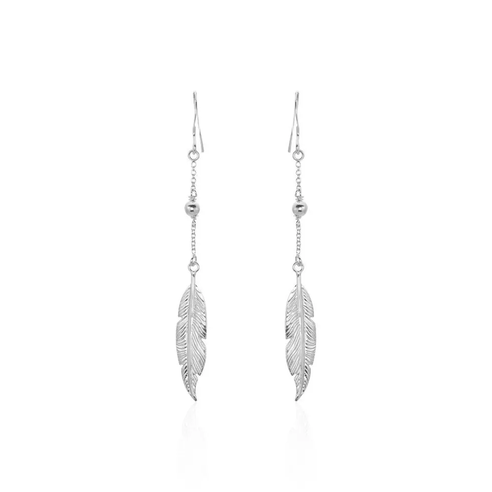 Boucles D'oreilles Pendantes Aliza Argent Blanc