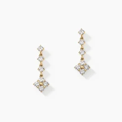 Boucles D'oreilles Pendantes Majestueuse Or Jaune Oxyde De Zirconium