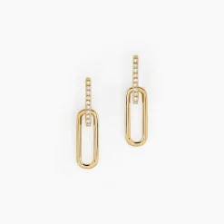 Boucles D'oreilles Pendantes Liaisons Precieuses Or Jaune Diamant