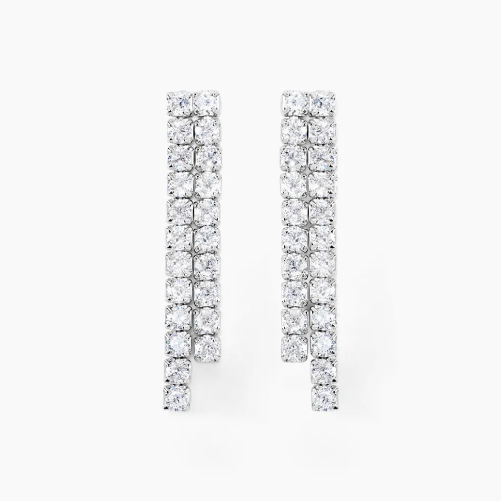 Boucles D'oreilles Pendantes Louann Argent Blanc Oxyde De Zirconium