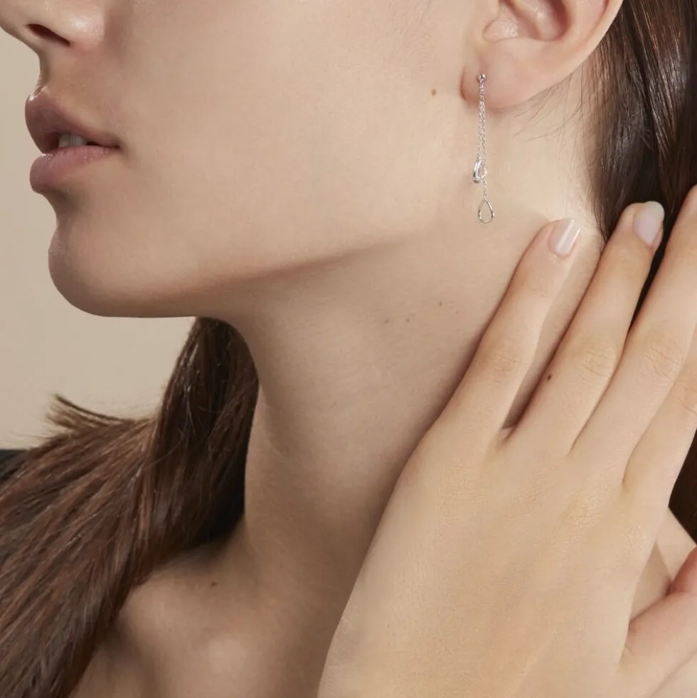 Boucles D'oreilles Pendantes Emerika Or Blanc Oxyde De Zirconium