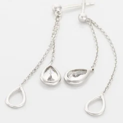 Boucles D'oreilles Pendantes Emerika Or Blanc Oxyde De Zirconium
