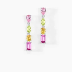Boucles D'oreilles Pendantes Evasion Argent Blanc Oxyde Pierre