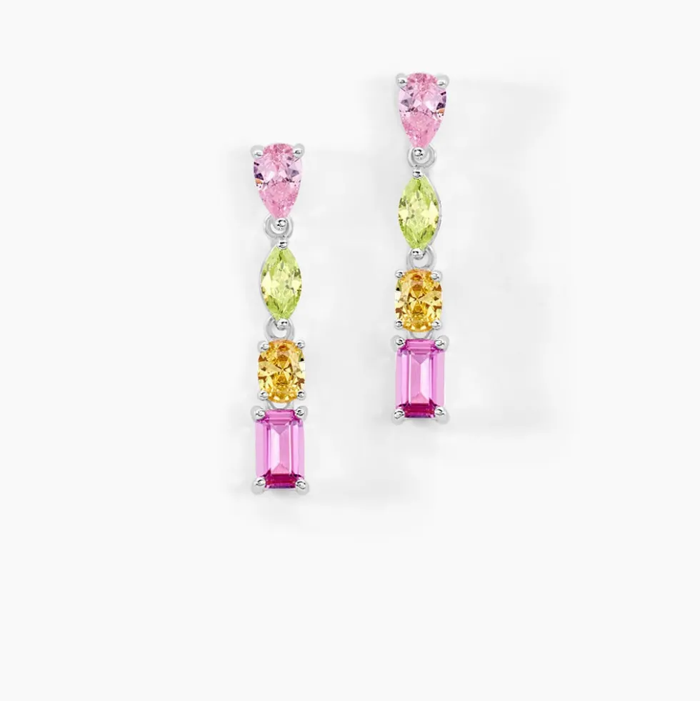Boucles D'oreilles Pendantes Evasion Argent Blanc Oxyde Pierre