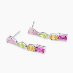 Boucles D'oreilles Pendantes Evasion Argent Blanc Oxyde Pierre