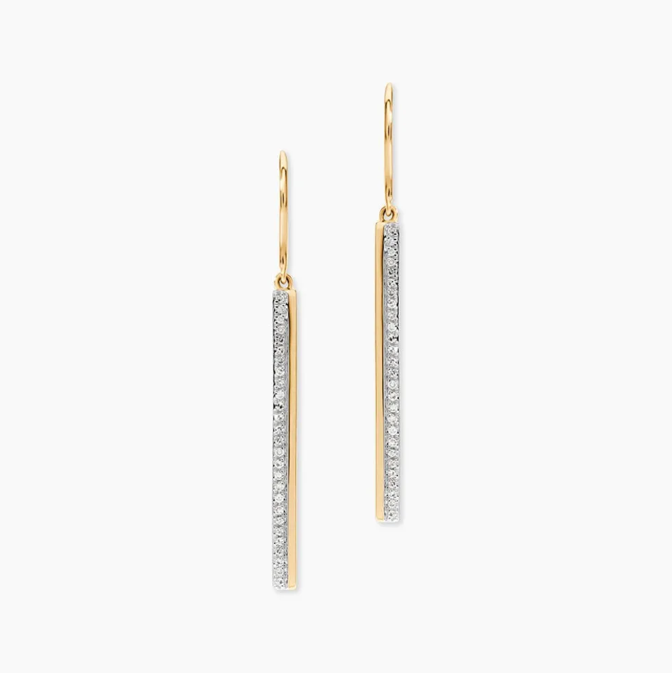 Boucles D'oreilles Pendantes Sahteene Or Jaune Diamant