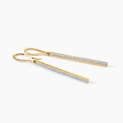 Boucles D'oreilles Pendantes Sahteene Or Jaune Diamant