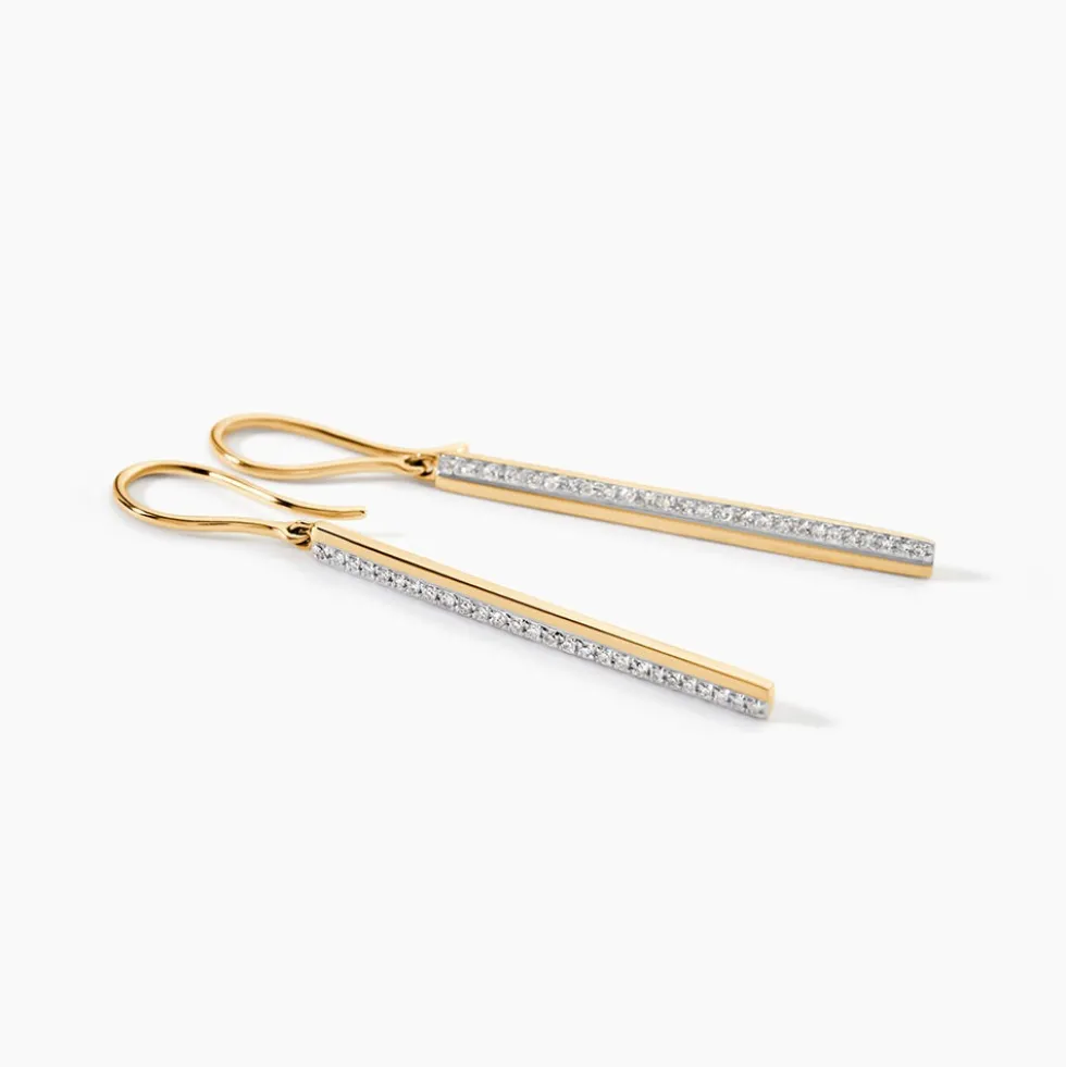 Boucles D'oreilles Pendantes Sahteene Or Jaune Diamant