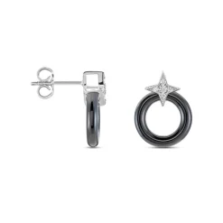 Boucles D'oreilles Pendantes Merelle Argent Blanc Céramique Oxyde