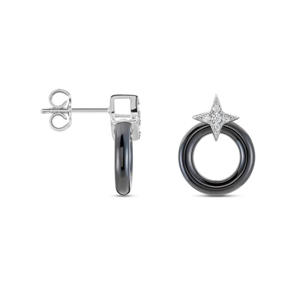Boucles D'oreilles Pendantes Merelle Argent Blanc Céramique Oxyde
