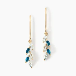 Boucles D'oreilles Pendantes Océan Or Jaune Topaze