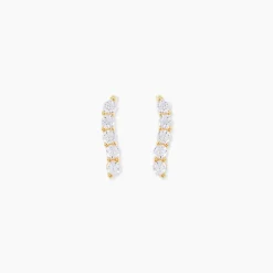 Boucles D'oreilles Pendantes Dahina Or Jaune Oxyde De Zirconium