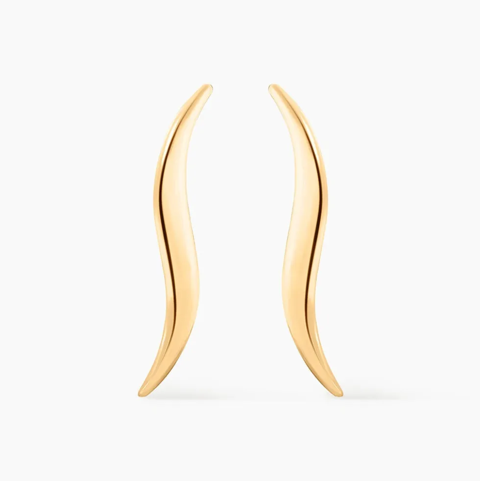 Boucles D'oreilles Pendantes Merone Vagues Or Jaune