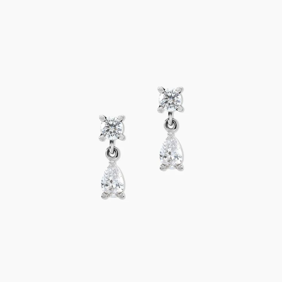 Boucles D'oreilles Pendantes Argent Blanc Braidy Oxydes De Zirconium