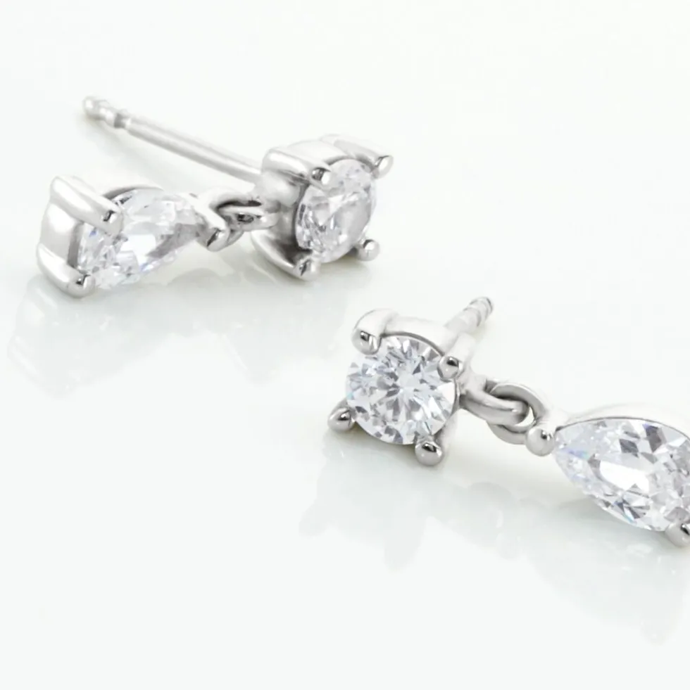 Boucles D'oreilles Pendantes Argent Blanc Braidy Oxydes De Zirconium